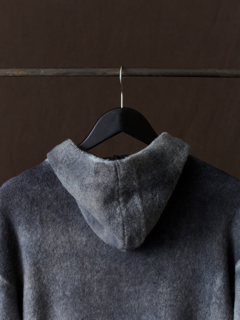 Hand Painted Brushed Zip Hooded Cardigan N/Taupe