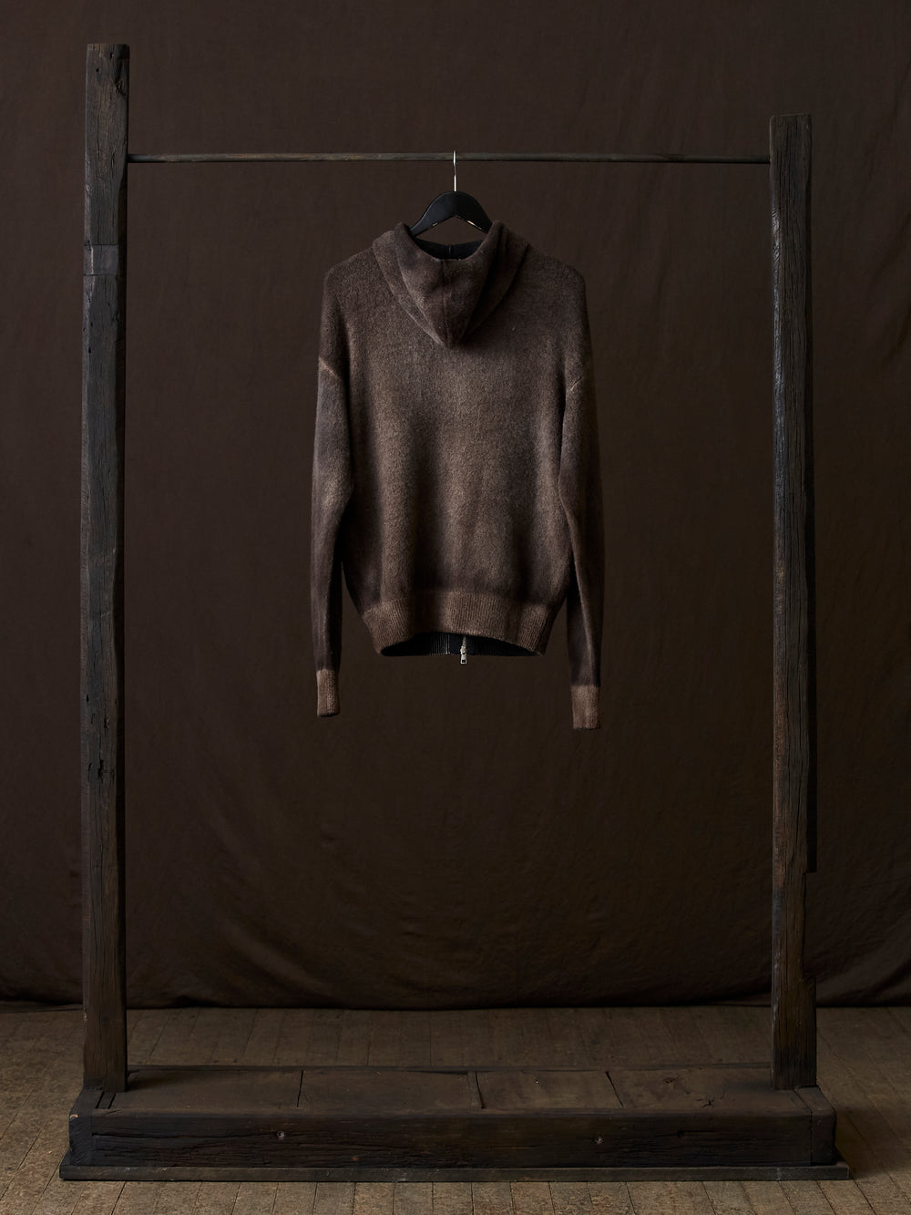 Hand Painted Brushed Zip Hooded Cardigan N/Yak