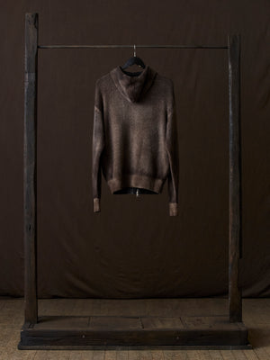 Hand Painted Brushed Zip Hooded Cardigan N/Yak