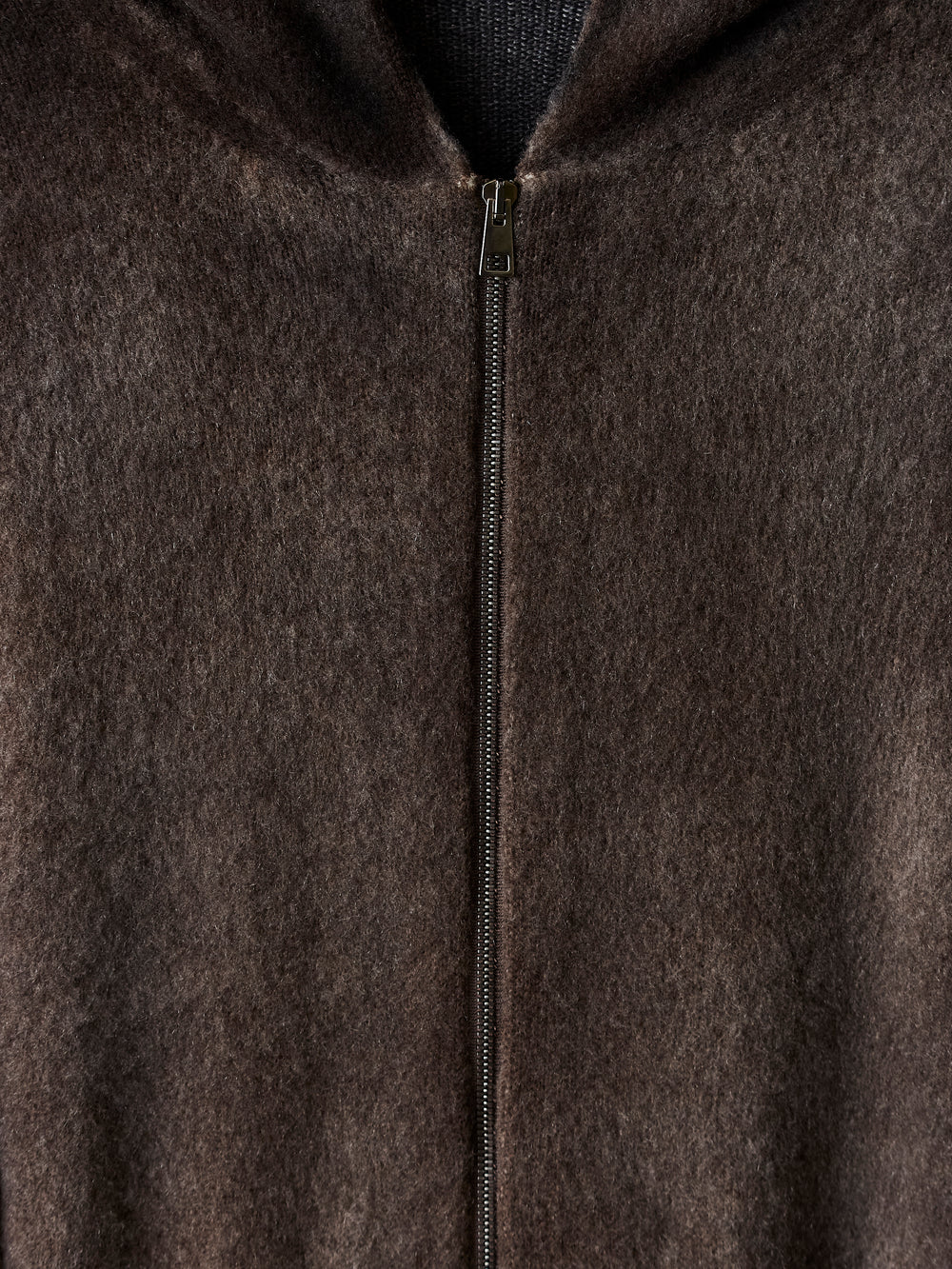 Hand Painted Brushed Zip Hooded Cardigan N/Yak