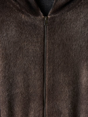 Hand Painted Brushed Zip Hooded Cardigan N/Yak
