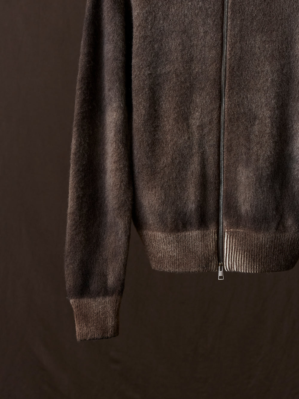 Hand Painted Brushed Zip Hooded Cardigan N/Yak