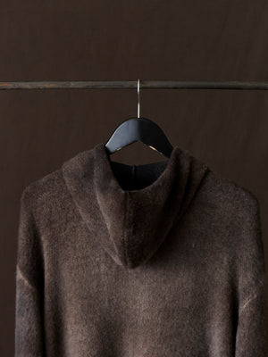Hand Painted Brushed Zip Hooded Cardigan N/Yak