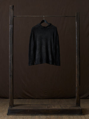 Hand Painted Cotton Hooded Pullover N/Nero