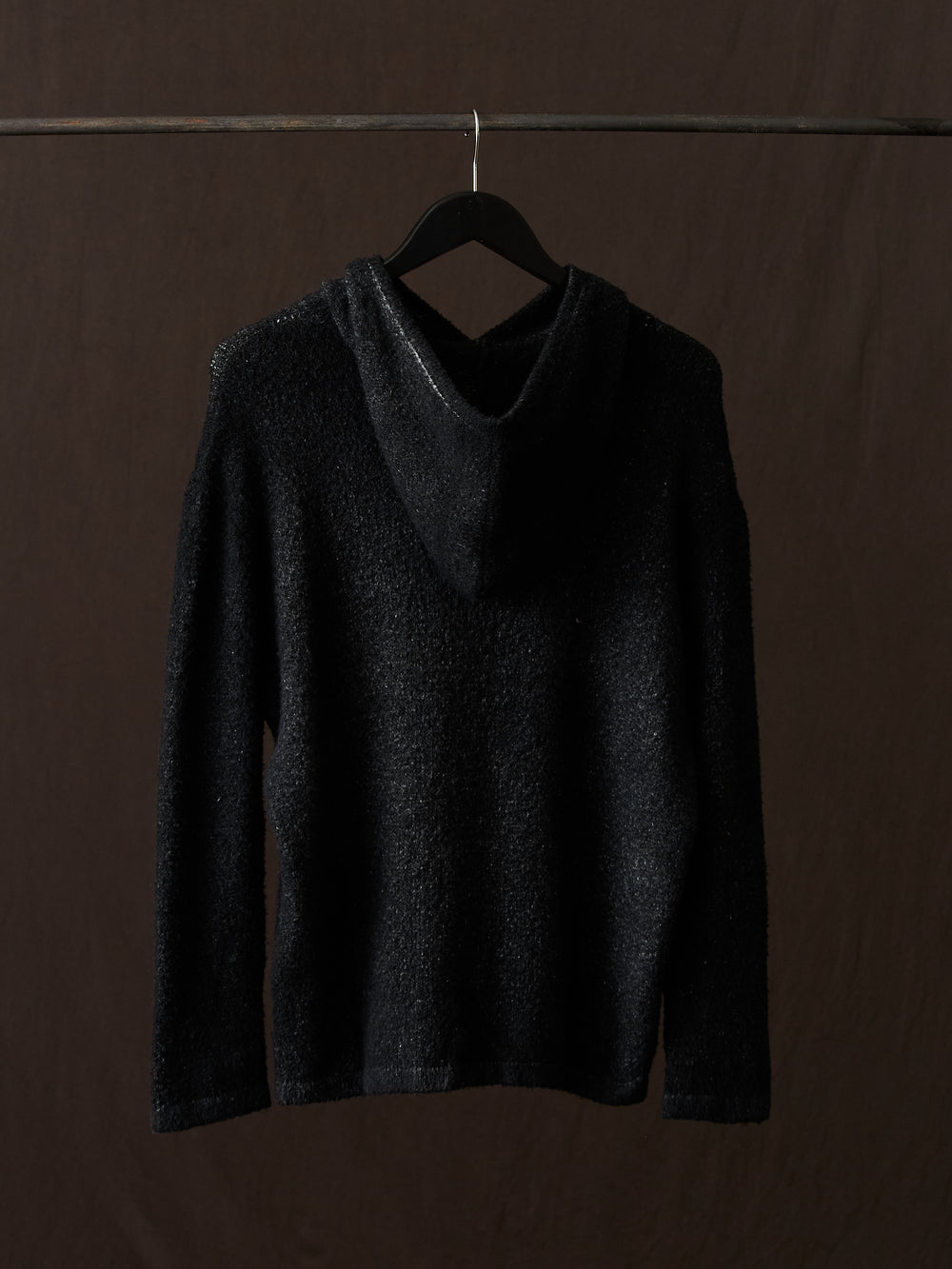 Hand Painted Cotton Hooded Pullover N/Nero