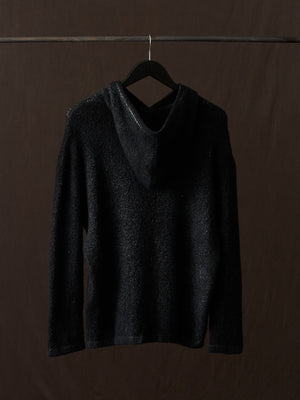 Hand Painted Cotton Hooded Pullover N/Nero