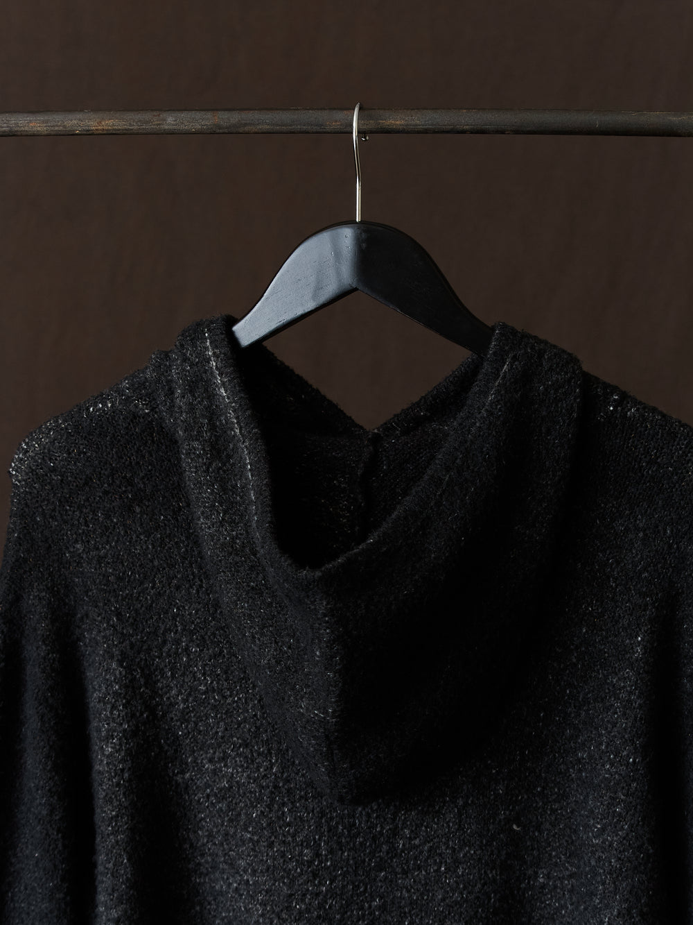 Hand Painted Cotton Hooded Pullover N/Nero