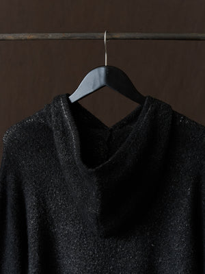 Hand Painted Cotton Hooded Pullover N/Nero