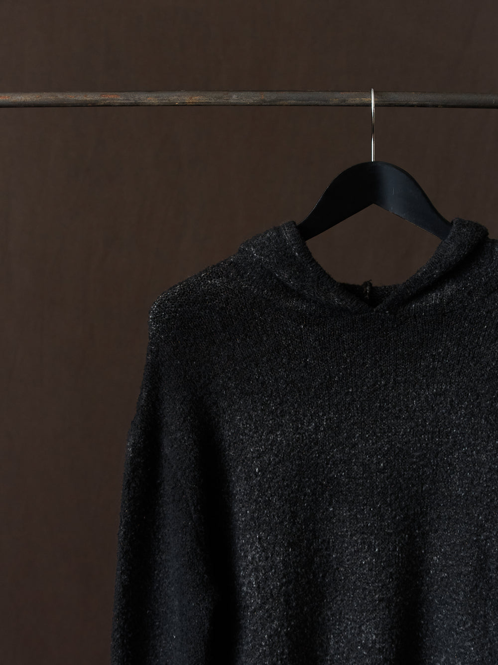 Hand Painted Cotton Hooded Pullover N/Nero