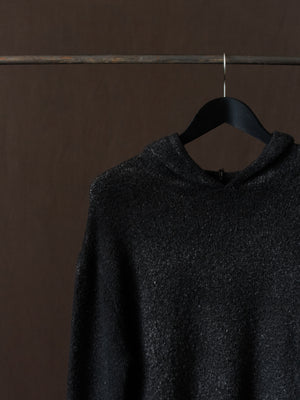 Hand Painted Cotton Hooded Pullover N/Nero