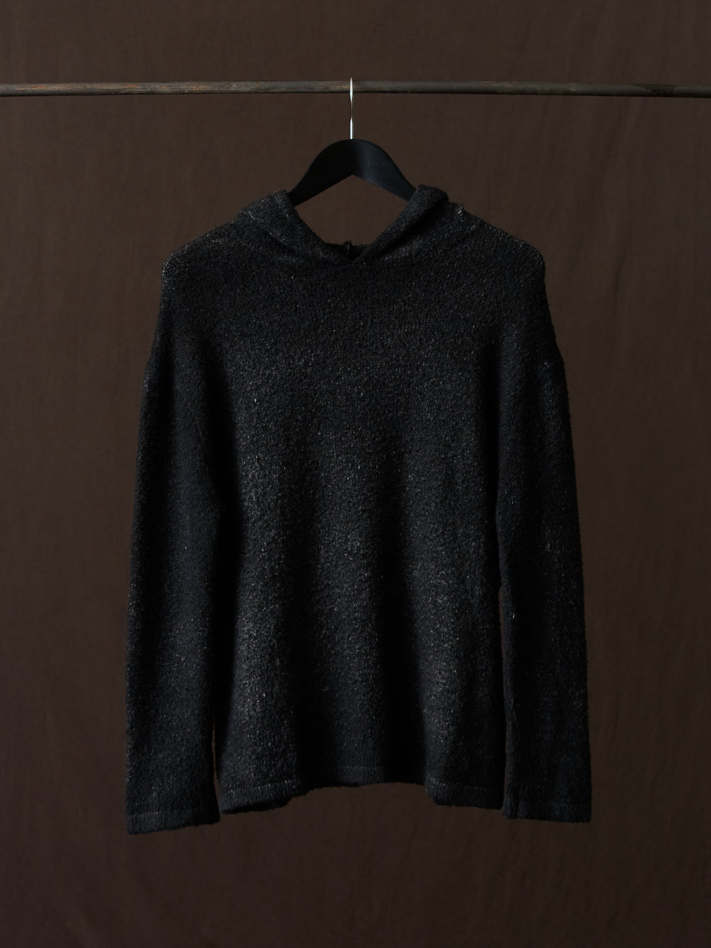 Hand Painted Cotton Hooded Pullover N/Nero