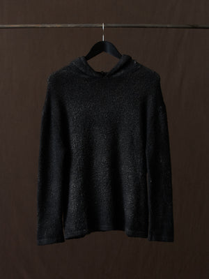 Hand Painted Cotton Hooded Pullover N/Nero