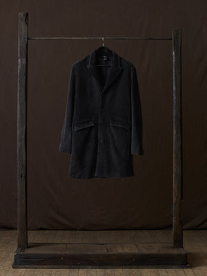 Frosted Effect Felted Rever Coat Nero