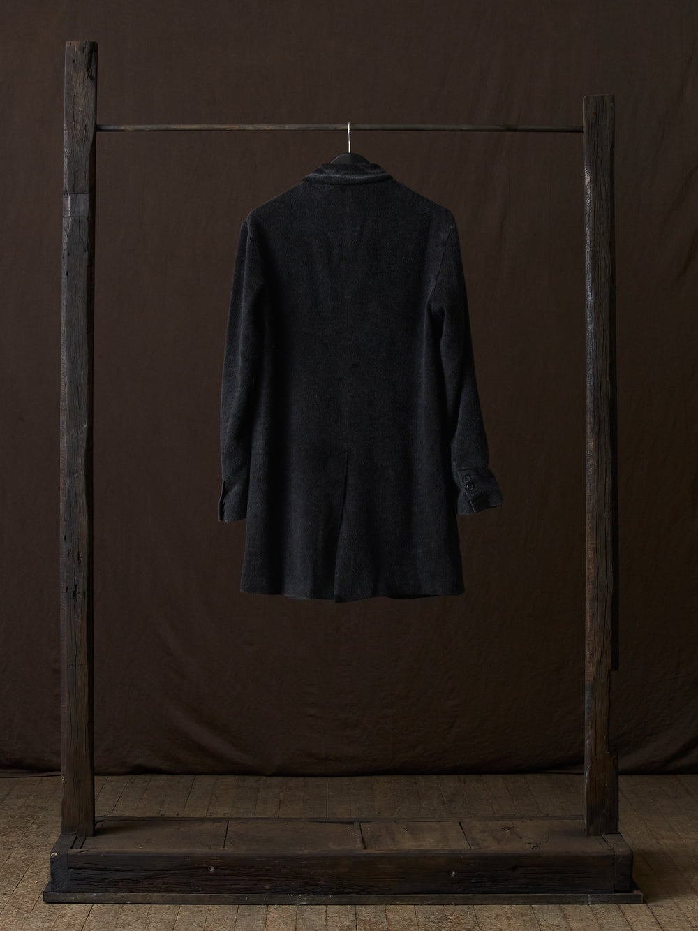 Frosted Effect Felted Rever Coat Nero