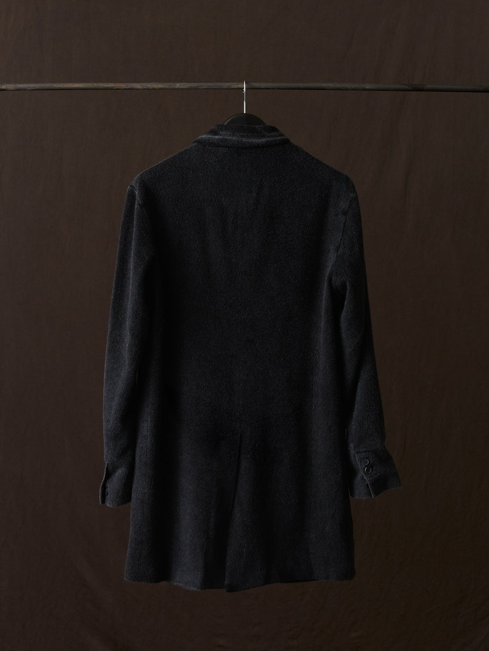 Frosted Effect Felted Rever Coat Nero