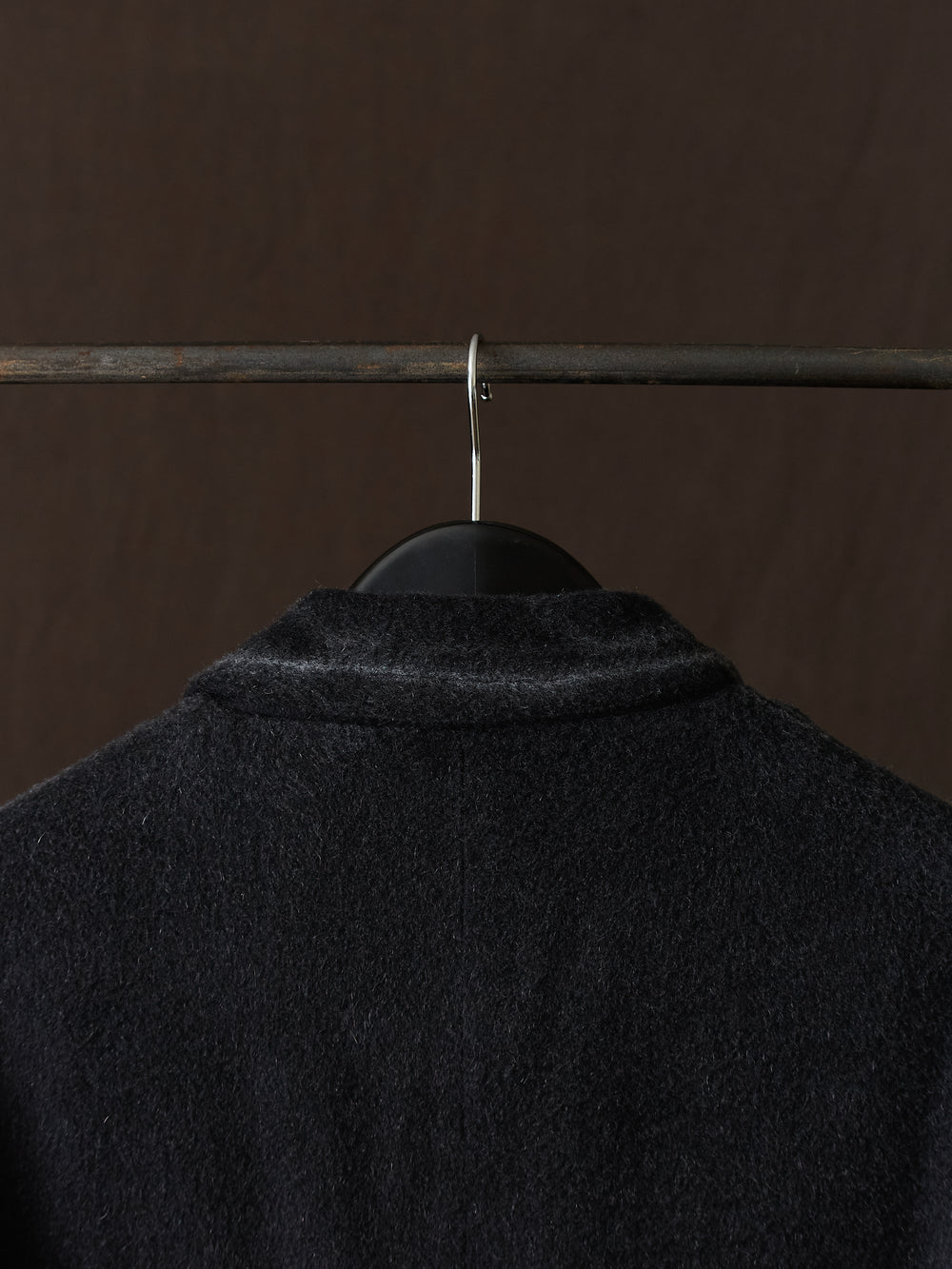 Frosted Effect Felted Rever Coat Nero