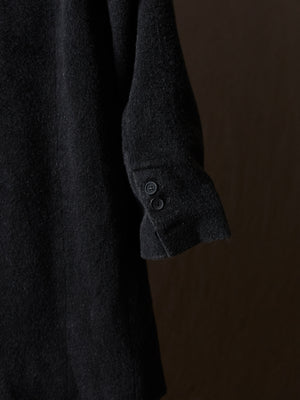 Frosted Effect Felted Rever Coat Nero