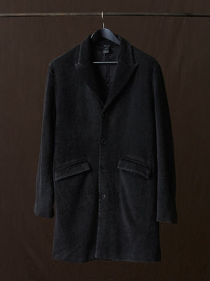 Frosted Effect Felted Rever Coat Nero