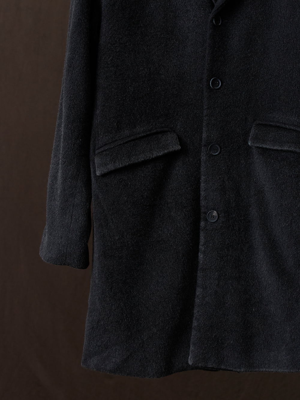 Frosted Effect Felted Rever Coat Nero