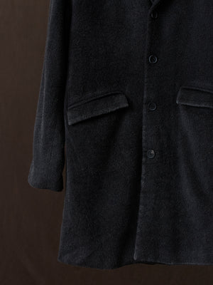 Frosted Effect Felted Rever Coat Nero