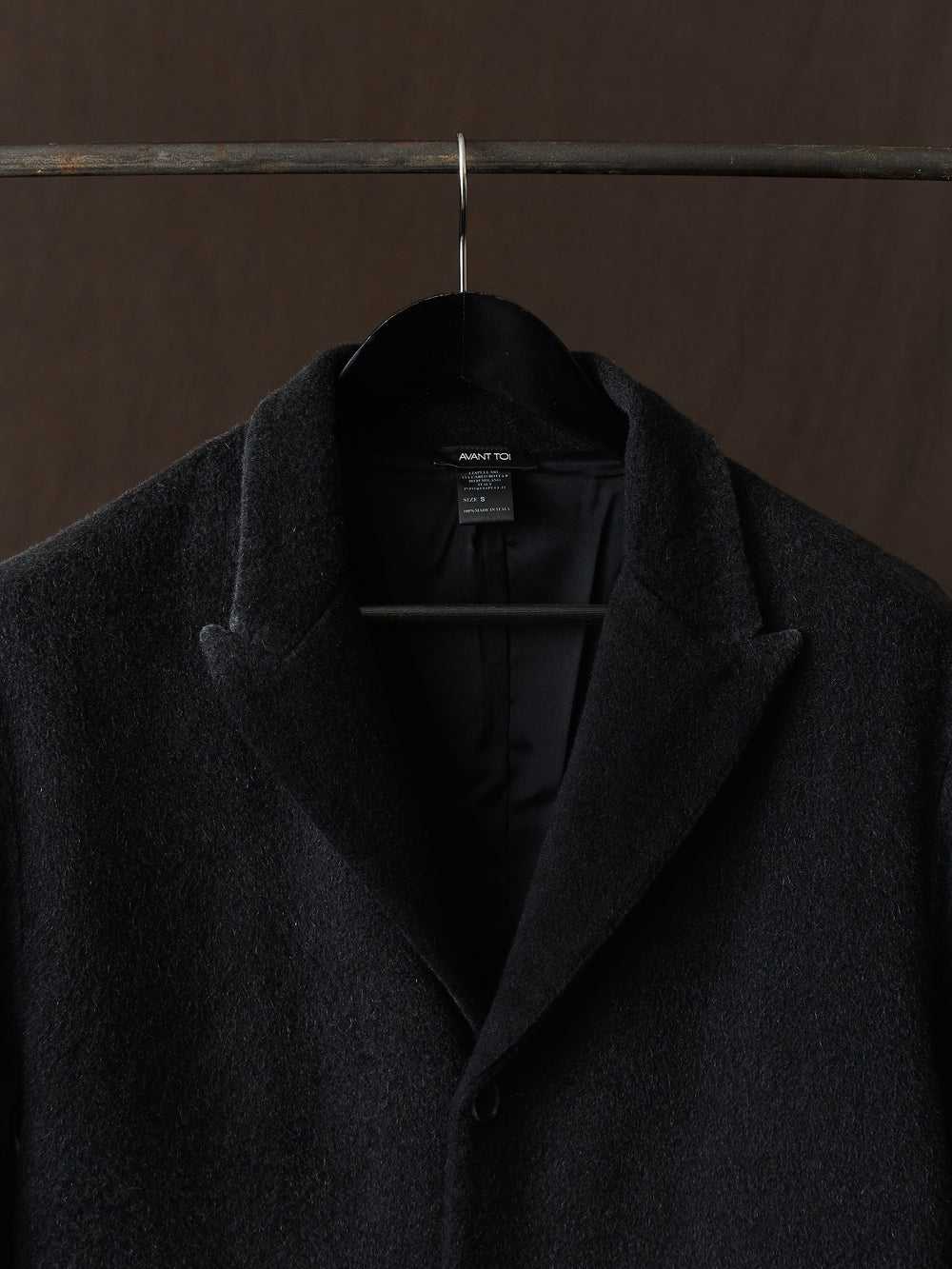 Frosted Effect Felted Rever Coat Nero