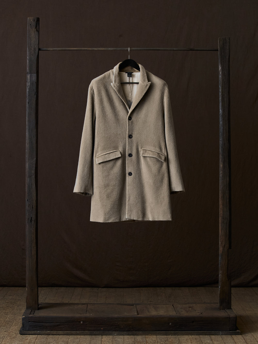 Frosted Effect Felted Rever Coat Taupe