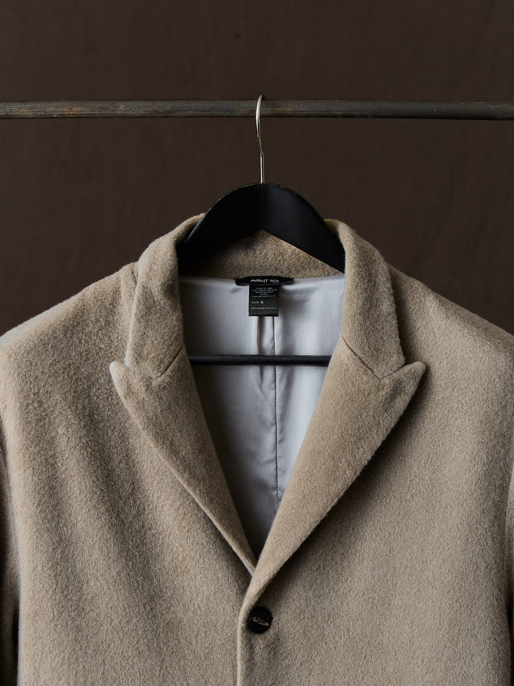 Frosted Effect Felted Rever Coat Taupe