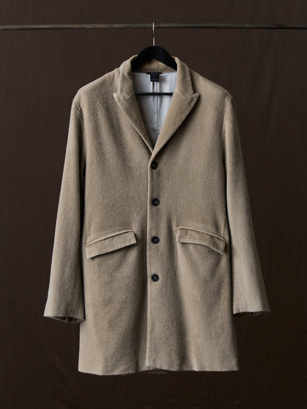 Frosted Effect Felted Rever Coat Taupe