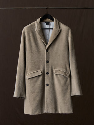 Frosted Effect Felted Rever Coat Taupe