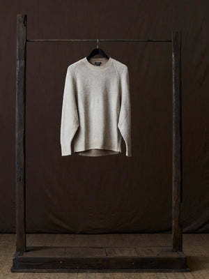 Hand Painted Brushed Cashmere Pullover w/ Raglan Sleeves Taupe