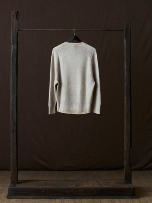 Hand Painted Brushed Cashmere Pullover w/ Raglan Sleeves Taupe
