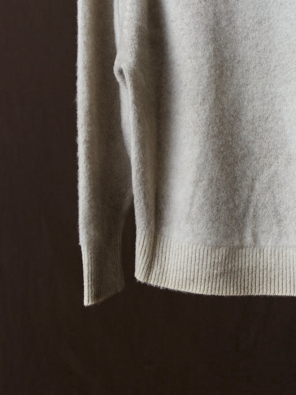 Hand Painted Brushed Cashmere Pullover w/ Raglan Sleeves Taupe