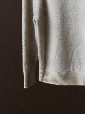 Hand Painted Brushed Cashmere Pullover w/ Raglan Sleeves Taupe