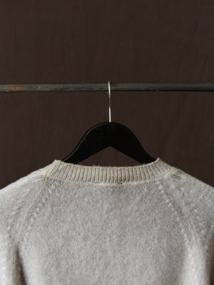 Hand Painted Brushed Cashmere Pullover w/ Raglan Sleeves Taupe