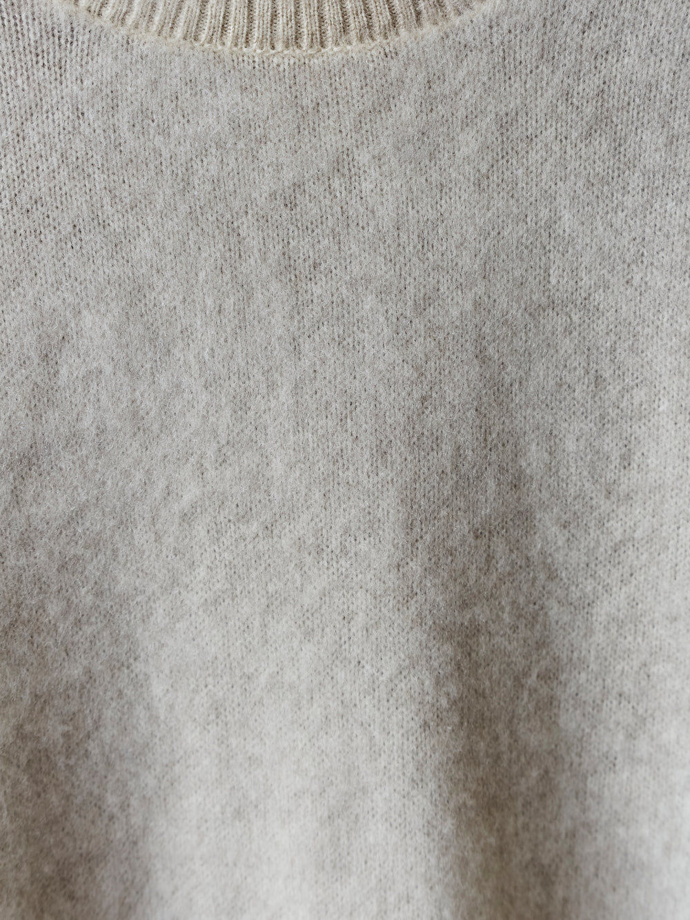 Hand Painted Brushed Cashmere Pullover w/ Raglan Sleeves Taupe