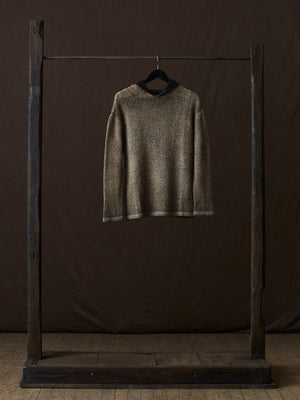 Hand Painted Cotton Hooded Pullover N/Taupe
