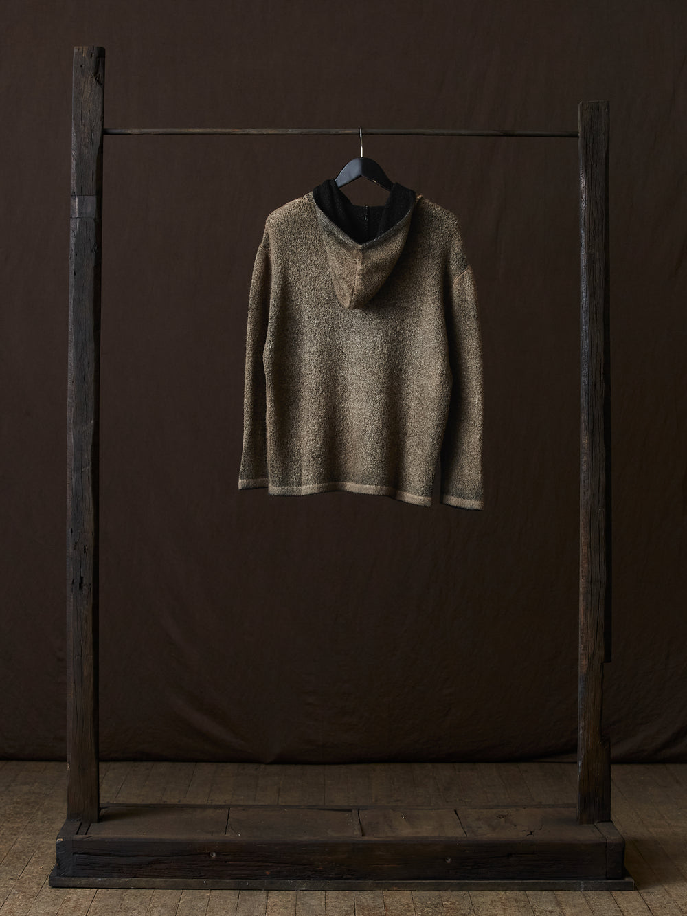 Hand Painted Cotton Hooded Pullover N/Taupe