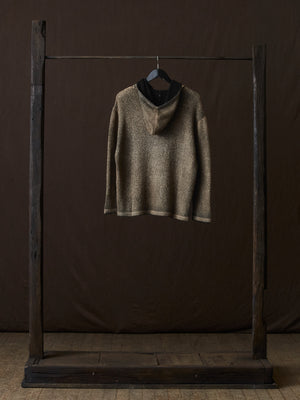Hand Painted Cotton Hooded Pullover N/Taupe