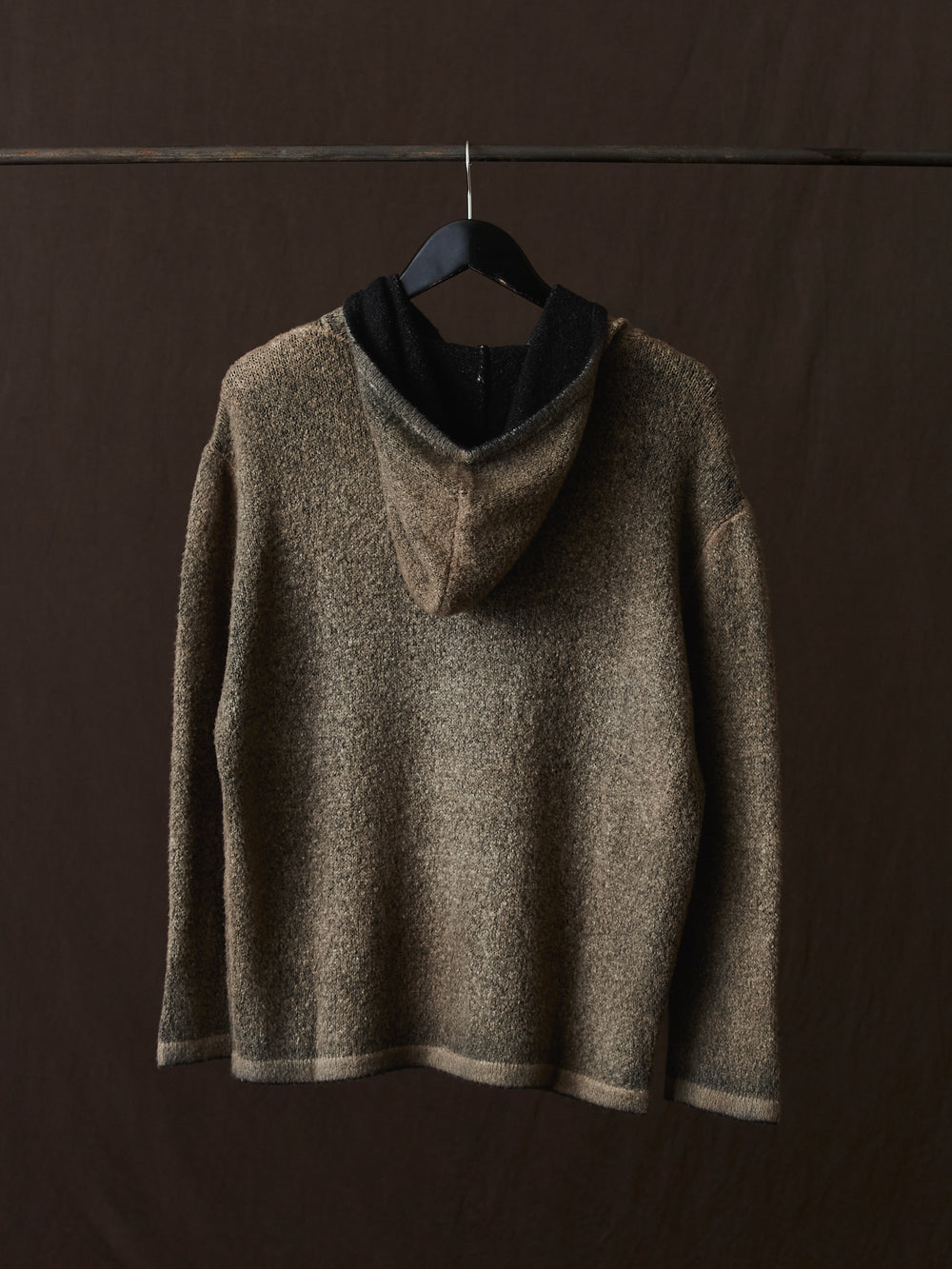 Hand Painted Cotton Hooded Pullover N/Taupe