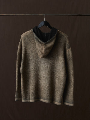 Hand Painted Cotton Hooded Pullover N/Taupe