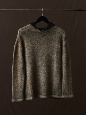 Hand Painted Cotton Hooded Pullover N/Taupe