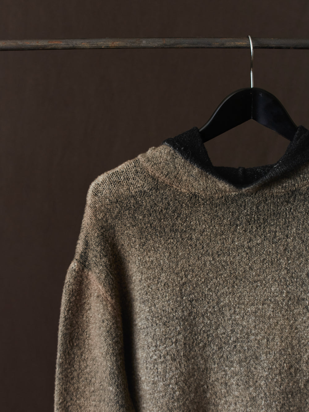 Hand Painted Cotton Hooded Pullover N/Taupe