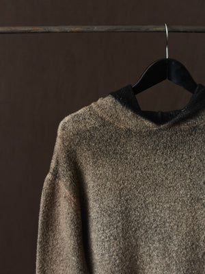 Hand Painted Cotton Hooded Pullover N/Taupe