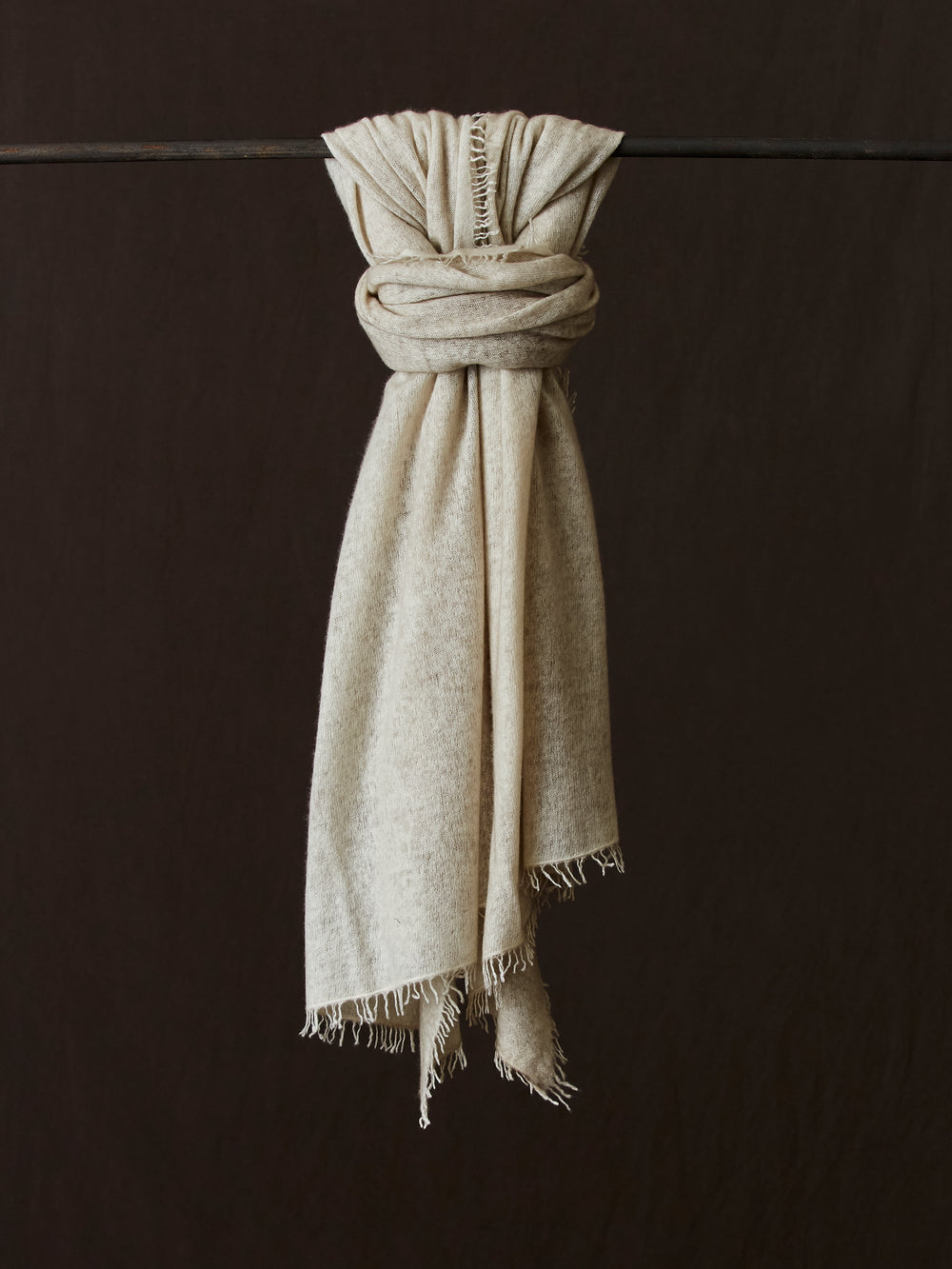 Unisex Hand Painted Cashmere Scarf Taupe