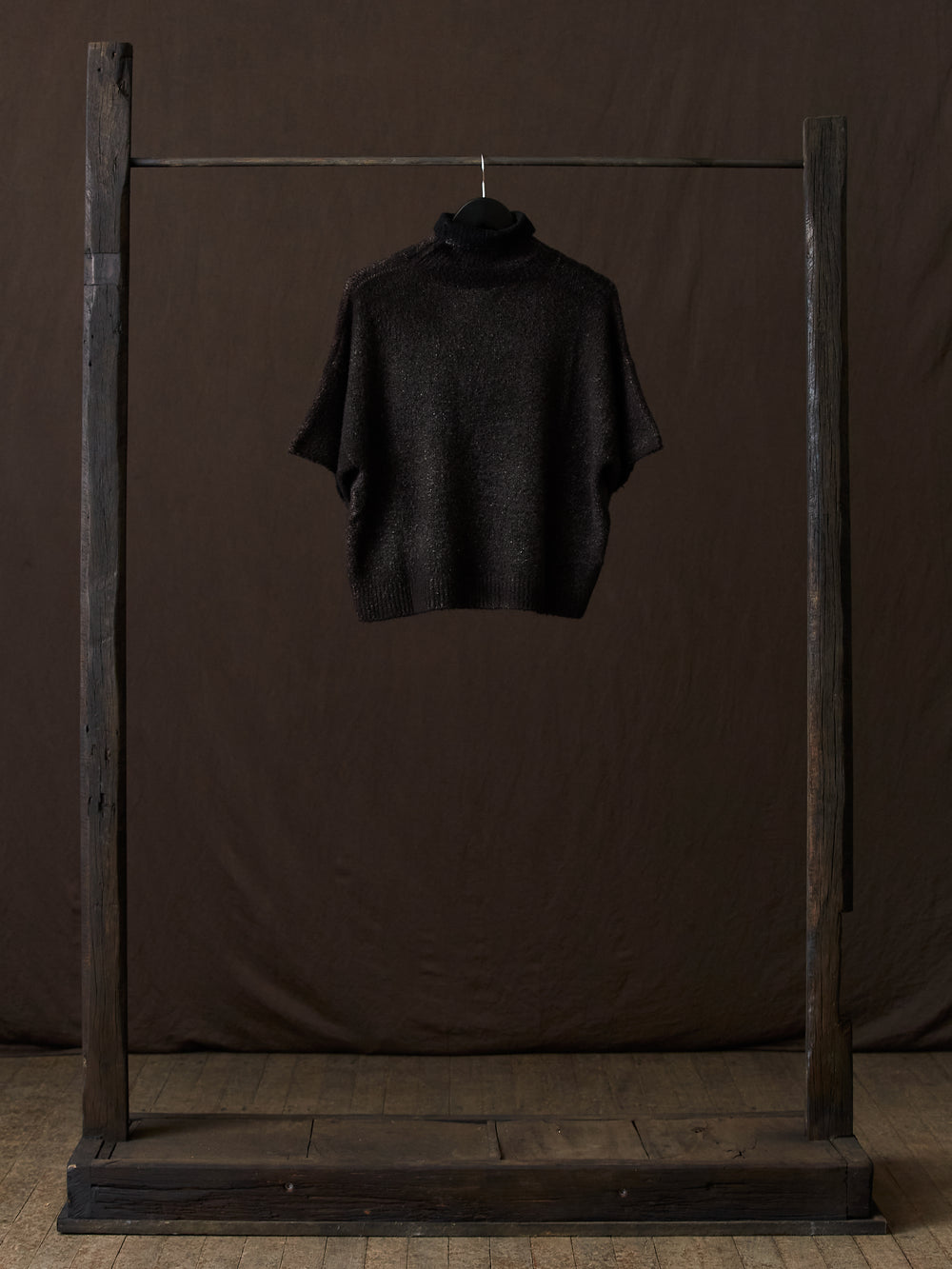 Hand Painted Carded Brushed Cotton High Neck Pullover N/Carruba