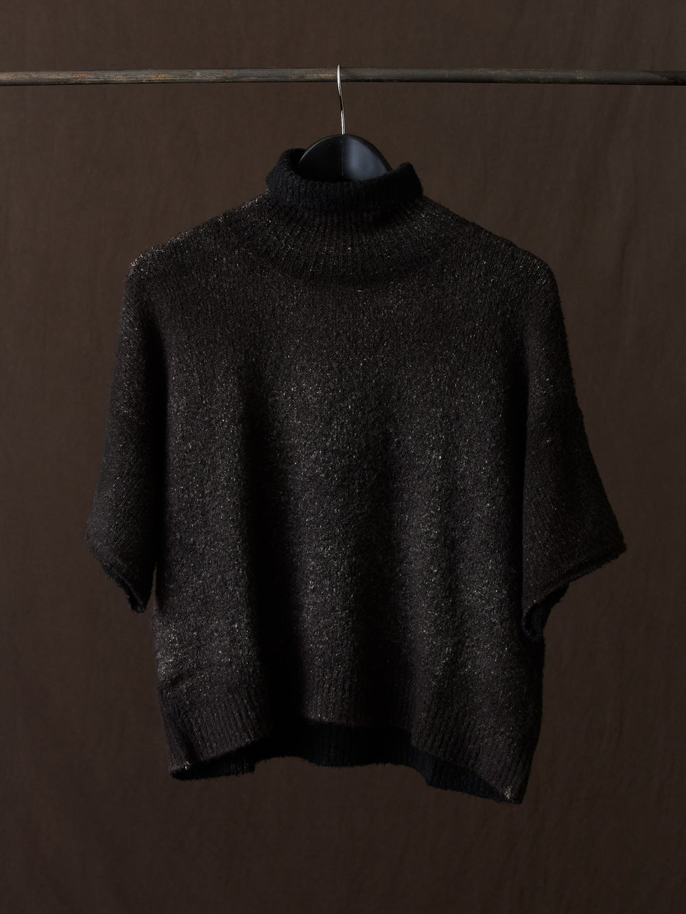 Hand Painted Carded Brushed Cotton High Neck Pullover N/Carruba