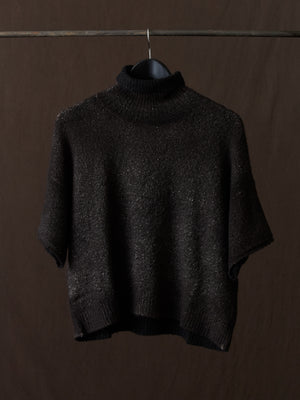 Hand Painted Carded Brushed Cotton High Neck Pullover N/Carruba