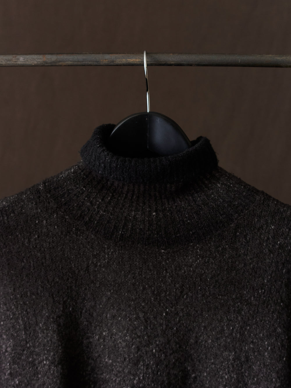 Hand Painted Carded Brushed Cotton High Neck Pullover N/Carruba