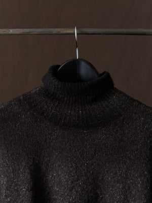 Hand Painted Carded Brushed Cotton High Neck Pullover N/Carruba