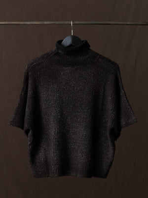 Hand Painted Carded Brushed Cotton High Neck Pullover N/Carruba